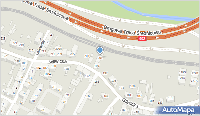 Katowice, Gliwicka, 201, mapa Katowic
