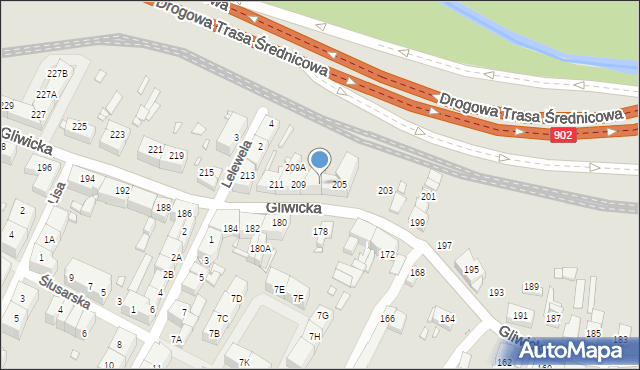 Katowice, Gliwicka, 207, mapa Katowic