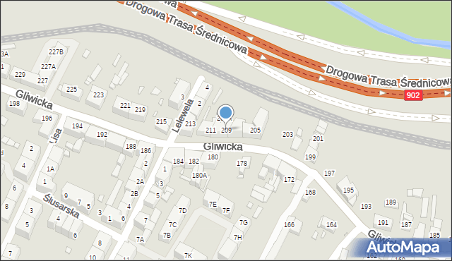 Katowice, Gliwicka, 209, mapa Katowic