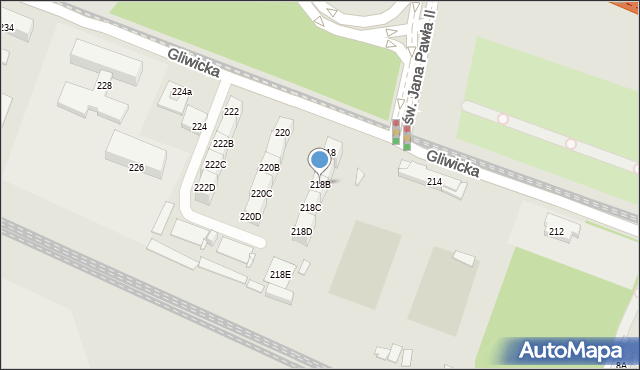 Katowice, Gliwicka, 218B, mapa Katowic