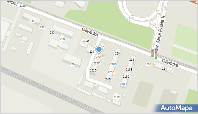 Katowice, Gliwicka, 222B, mapa Katowic