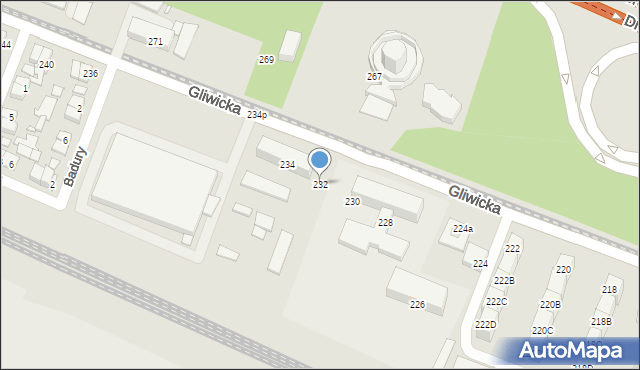 Katowice, Gliwicka, 232, mapa Katowic