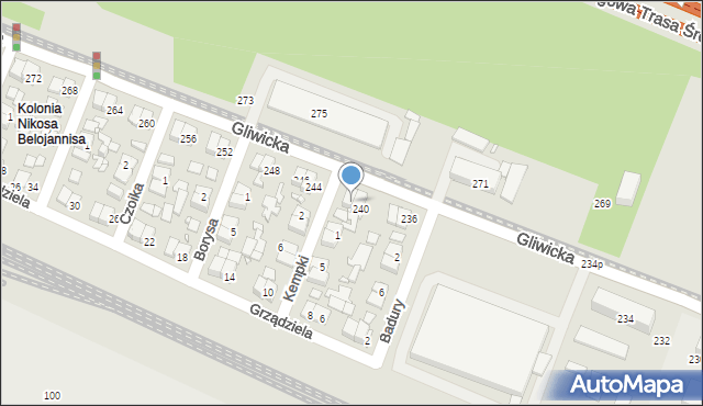 Katowice, Gliwicka, 242, mapa Katowic