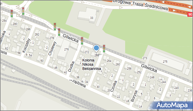 Katowice, Gliwicka, 268, mapa Katowic