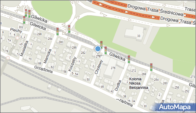 Katowice, Gliwicka, 278, mapa Katowic