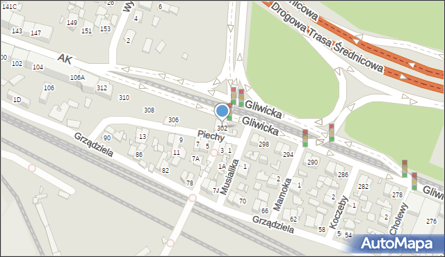 Katowice, Gliwicka, 302, mapa Katowic