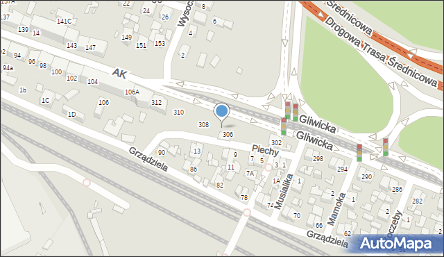 Katowice, Gliwicka, 304, mapa Katowic