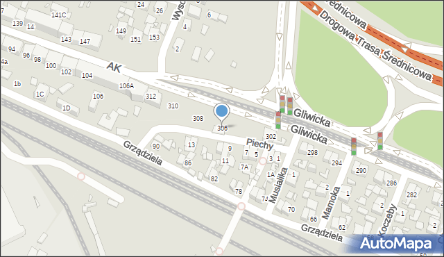 Katowice, Gliwicka, 306, mapa Katowic