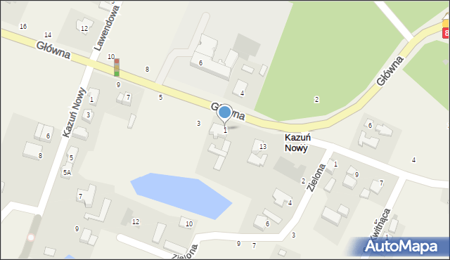 Kazuń Nowy, Główna, 1, mapa Kazuń Nowy