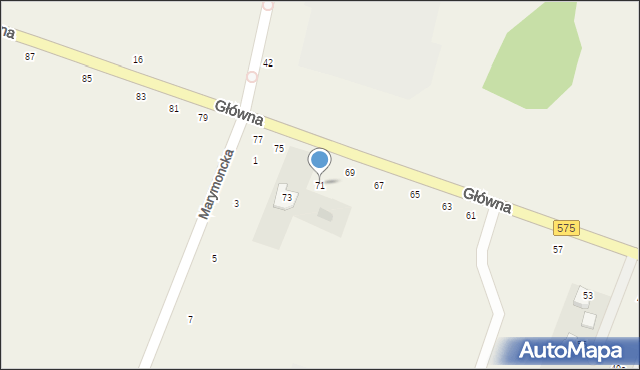 Kazuń Nowy, Główna, 71, mapa Kazuń Nowy