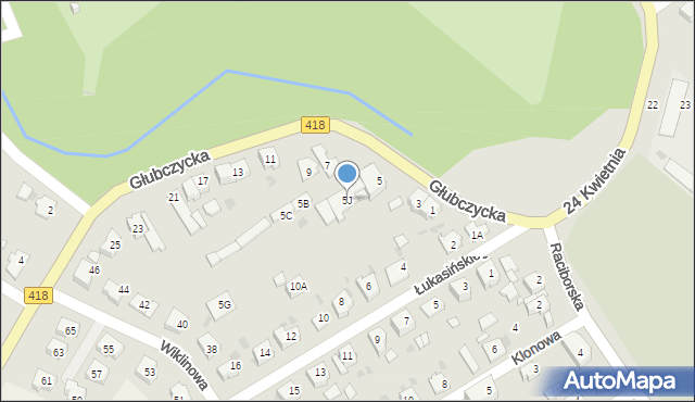 Kędzierzyn-Koźle, Głubczycka, 5J, mapa Kędzierzyna-Koźle