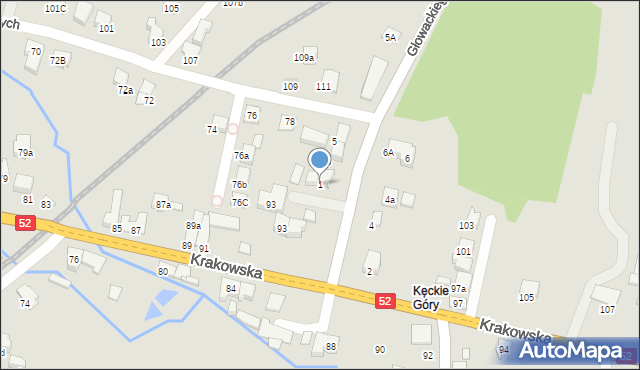 Kęty, Głowackiego Bartosza, 1, mapa Kęty