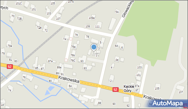 Kęty, Głowackiego Bartosza, 1A, mapa Kęty