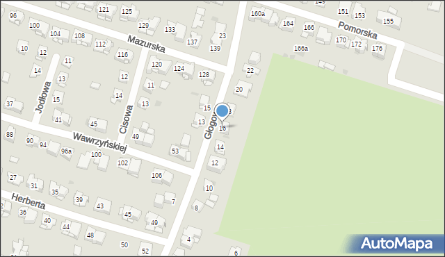 Kielce, Głogowa, 16, mapa Kielc