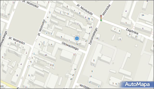 Kielce, Głowackiego Bartosza, 9, mapa Kielc