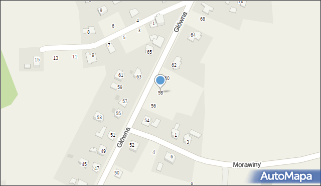 Kisielów, Główna, 58, mapa Kisielów