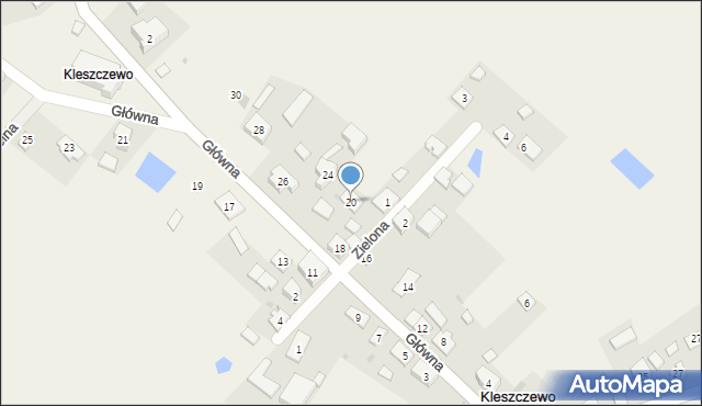 Kleszczewo Kościerskie, Główna, 20, mapa Kleszczewo Kościerskie