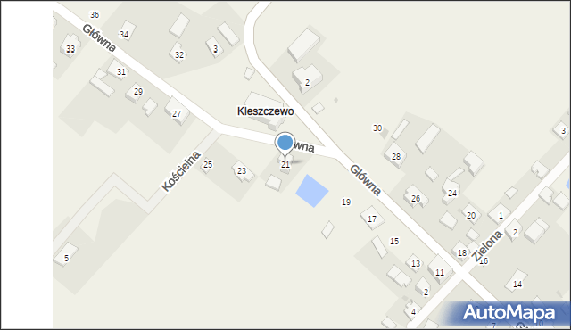 Kleszczewo Kościerskie, Główna, 21, mapa Kleszczewo Kościerskie