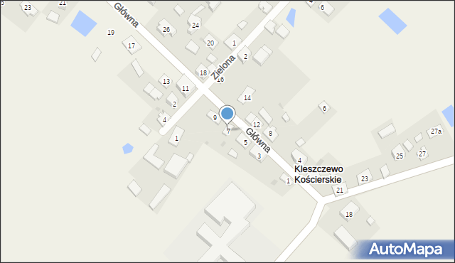 Kleszczewo Kościerskie, Główna, 7, mapa Kleszczewo Kościerskie