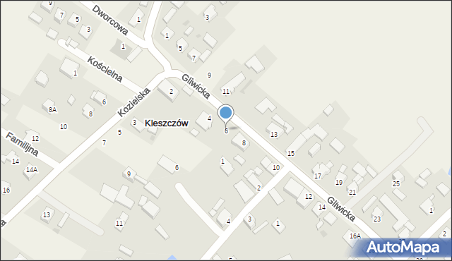 Kleszczów, Gliwicka, 6, mapa Kleszczów