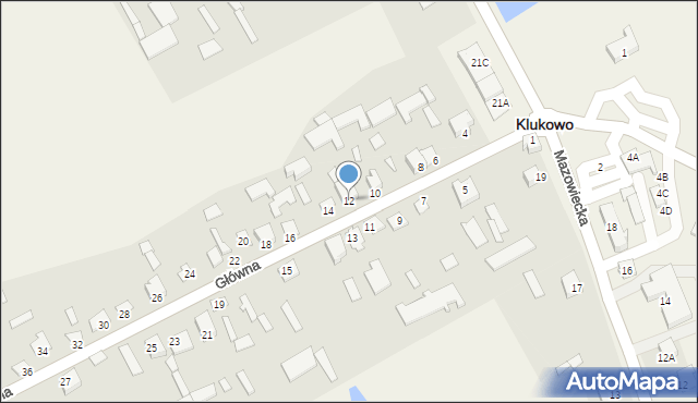 Klukowo, Główna, 12, mapa Klukowo