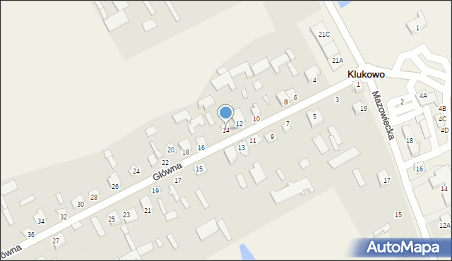 Klukowo, Główna, 14, mapa Klukowo
