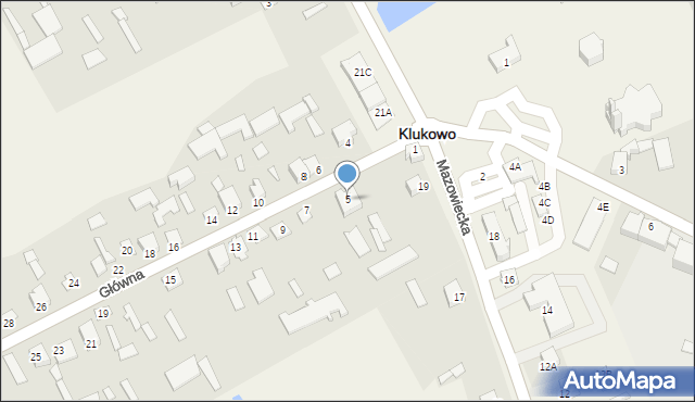 Klukowo, Główna, 5, mapa Klukowo