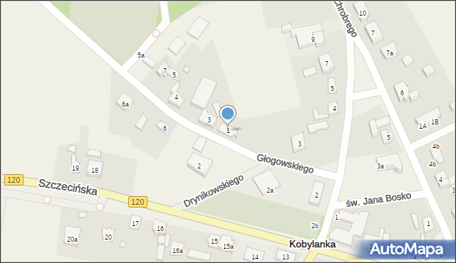 Kobylanka, Głogowskiego Piotra, ks., 1, mapa Kobylanka