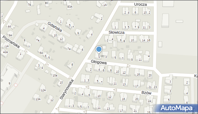 Kołobrzeg, Głogowa, 1, mapa Kołobrzegu