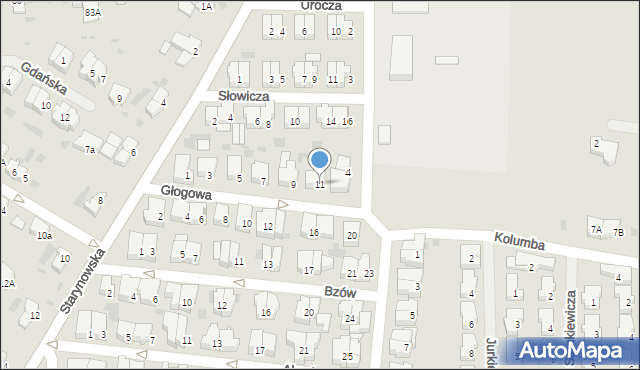 Kołobrzeg, Głogowa, 11, mapa Kołobrzegu