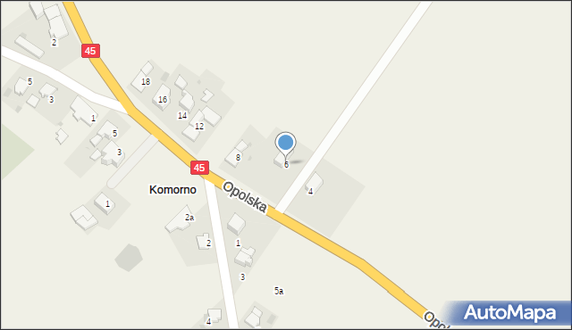 Komorno, Główna, 6, mapa Komorno