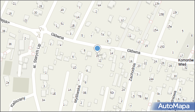 Komorów, Główna, 10, mapa Komorów