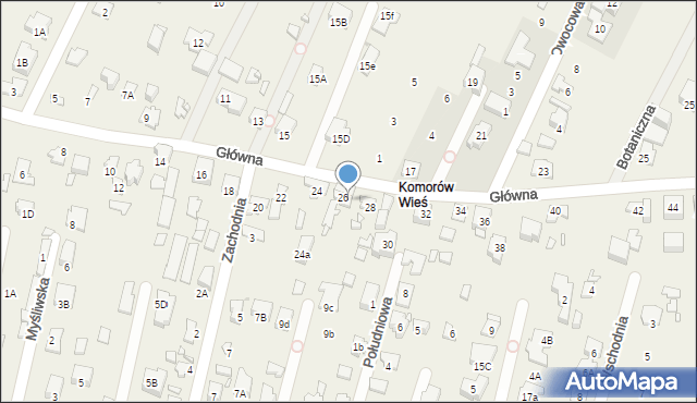 Komorów, Główna, 26a, mapa Komorów