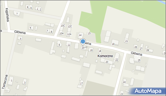 Komorzno, Główna, 13, mapa Komorzno