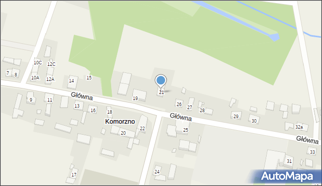 Komorzno, Główna, 21, mapa Komorzno