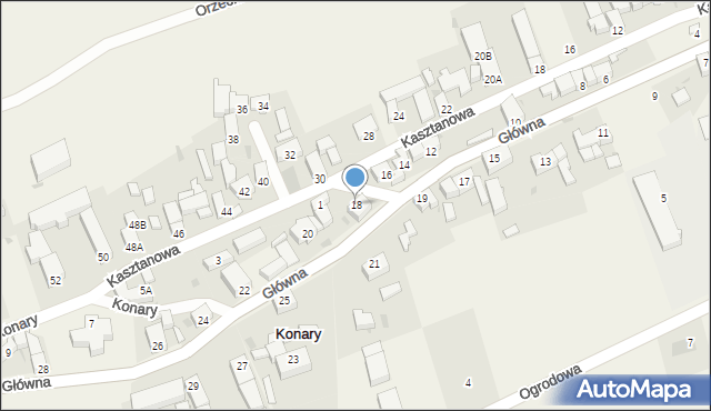 Konary, Główna, 18, mapa Konary