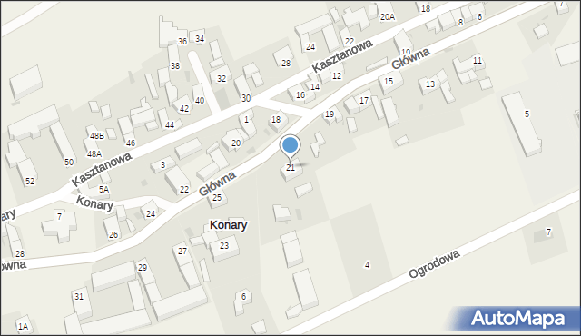 Konary, Główna, 21, mapa Konary