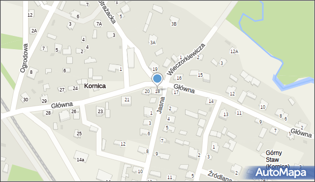 Kornica, Główna, 18, mapa Kornica