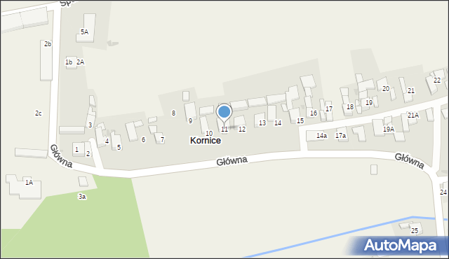 Kornice, Główna, 11, mapa Kornice