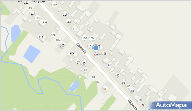 Korytów, Główna, 100, mapa Korytów