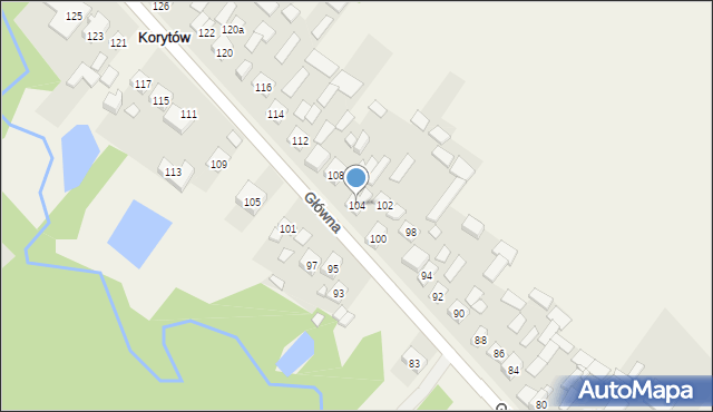 Korytów, Główna, 104, mapa Korytów