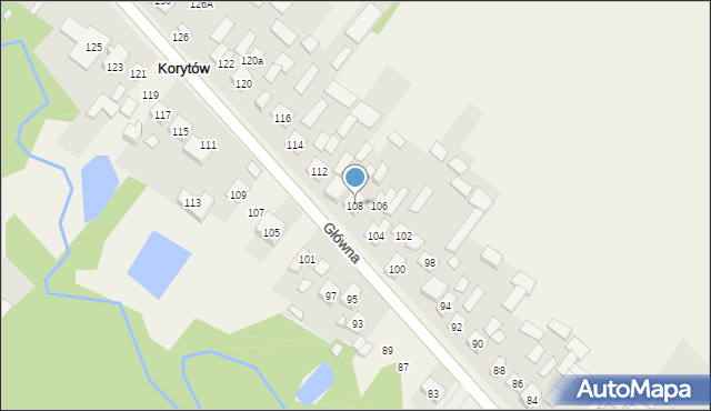 Korytów, Główna, 108, mapa Korytów