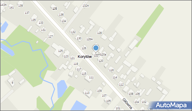 Korytów, Główna, 122, mapa Korytów