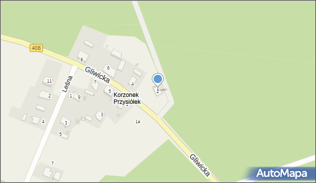 Korzonek, Gliwicka, 2, mapa Korzonek