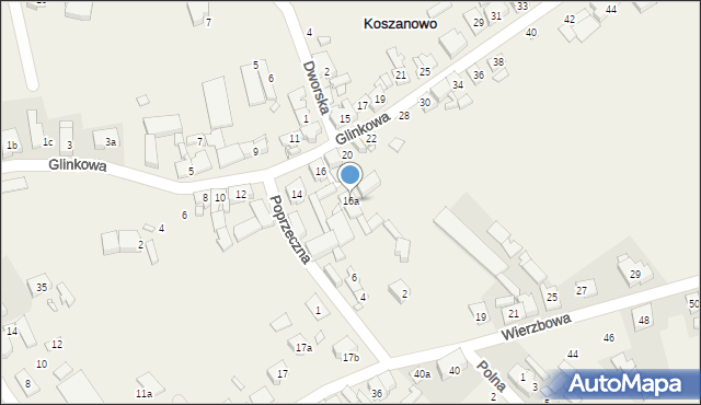 Koszanowo, Glinkowa, 16a, mapa Koszanowo