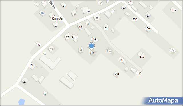 Koteże, Główna, 39a, mapa Koteże