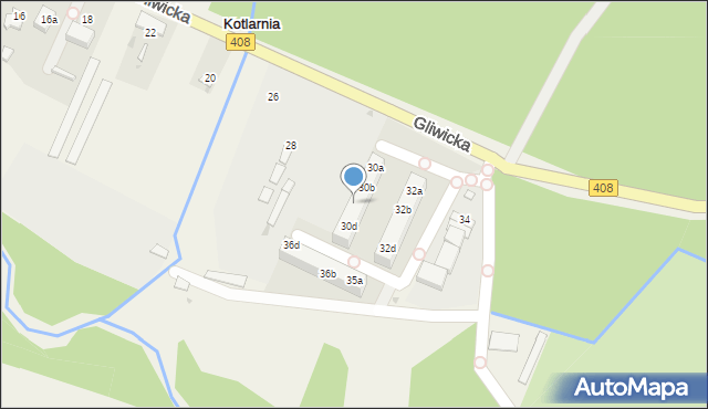 Kotlarnia, Gliwicka, 30c, mapa Kotlarnia