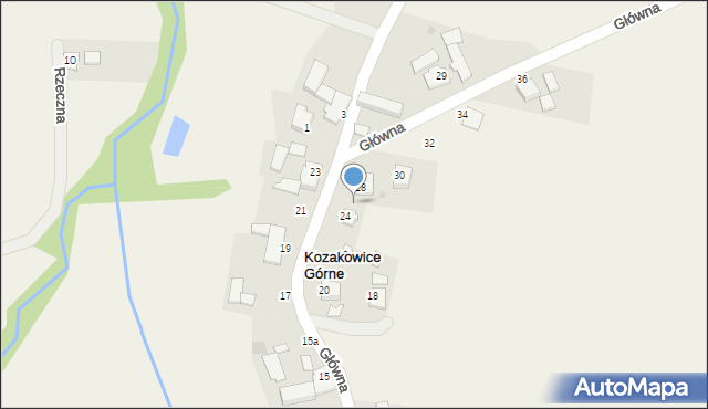 Kozakowice Górne, Główna, 26, mapa Kozakowice Górne