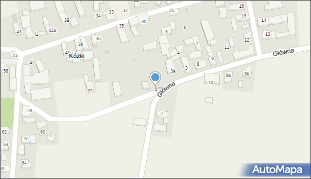 Kózki, Główna, 1, mapa Kózki