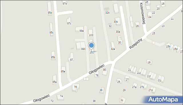 Kraków, Głogowiec, 101, mapa Krakowa